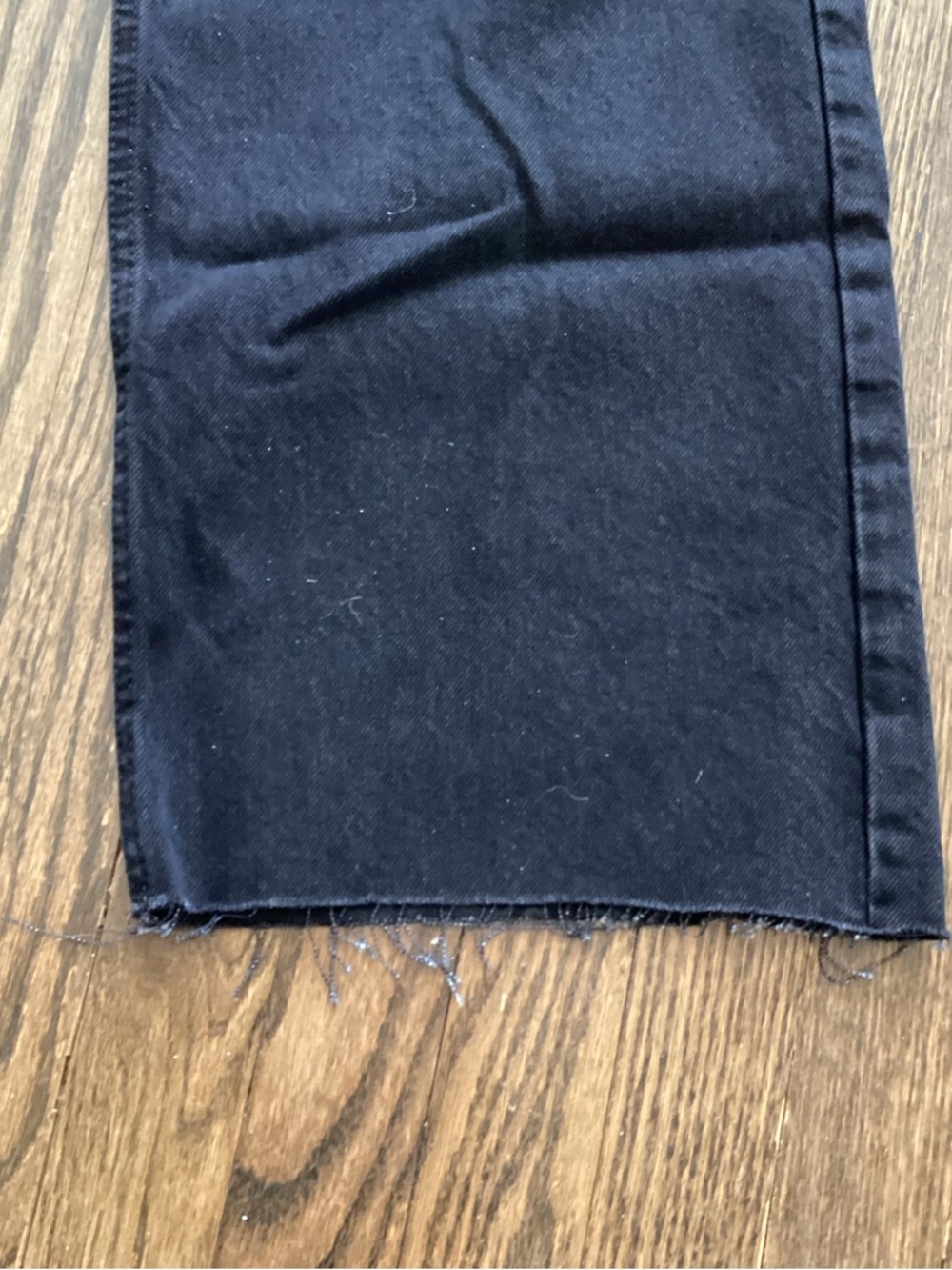 Zara Black Denim High-Rise Wide Leg Full Length Jeans Raw Hem Size 10 - Picture 6 of 13